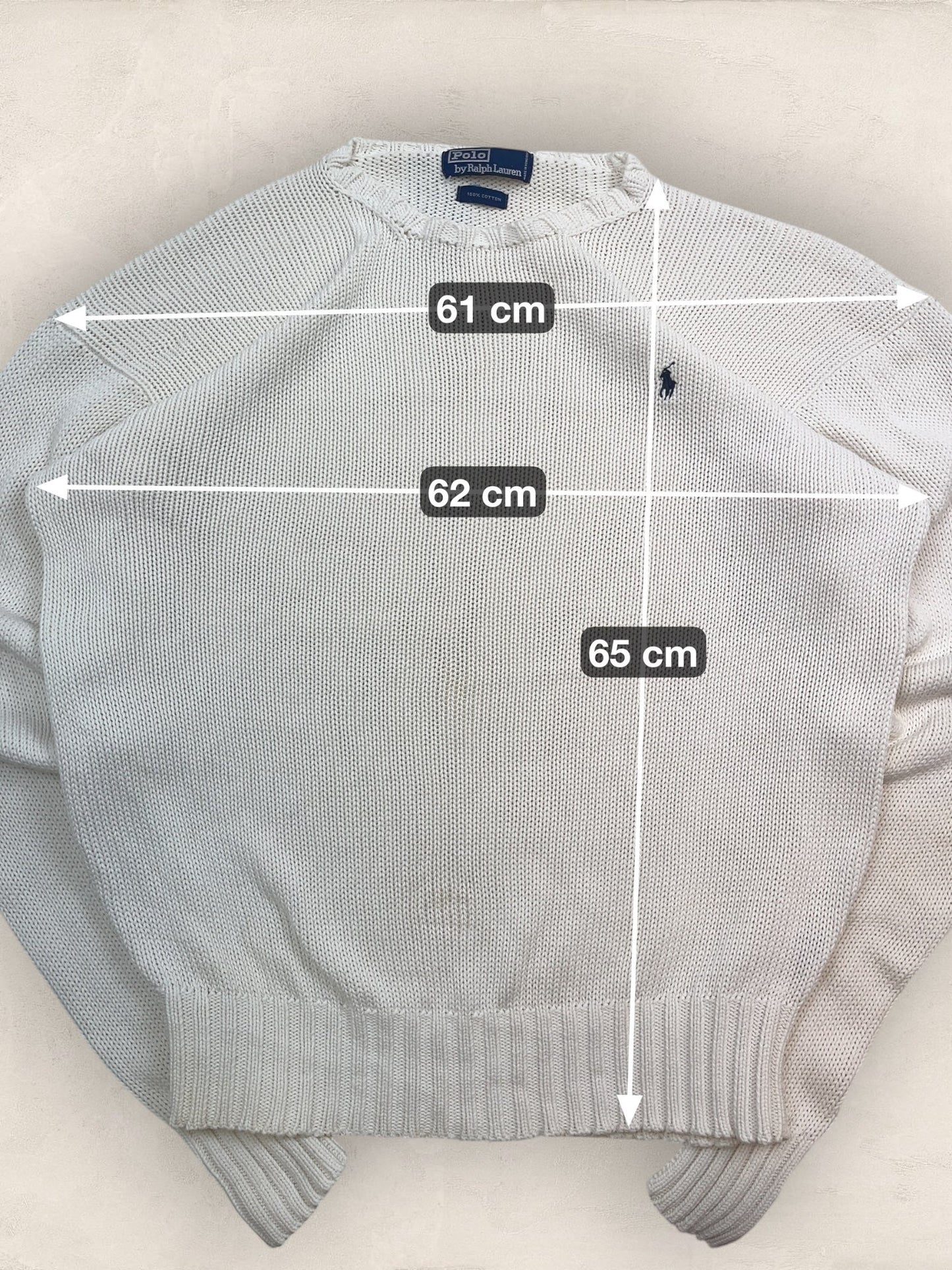 Pull Homme Col Rond Ralph Lauren Blanc L Coton Ref:4050 - Blanc - L - amifrip