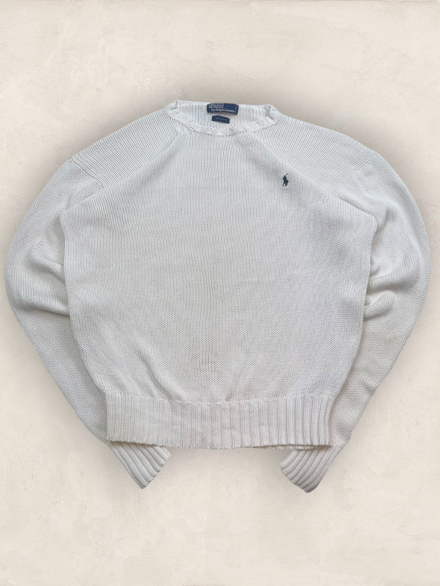 Pull Homme Col Rond Ralph Lauren Blanc L Coton Ref:4050 - Blanc - L - amifrip