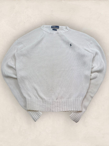 Pull Homme Col Rond Ralph Lauren Blanc L Coton Ref:4050 - Blanc - L - amifrip