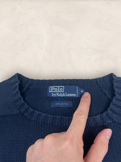 Pull Homme Col Rond Ralph Lauren Bleu Marine coton XL Ref:4039 - Bleu Marine - XL - amifrip