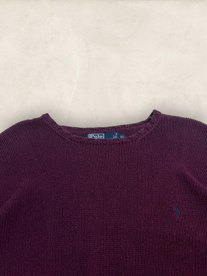 Pull Homme Col Rond Ralph Lauren Bordeaux coton XL Ref:4061 - Bordeaux - XL - amifrip
