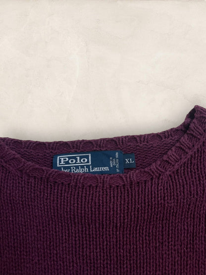 Pull Homme Col Rond Ralph Lauren Bordeaux coton XL Ref:4061 - Bordeaux - XL - amifrip