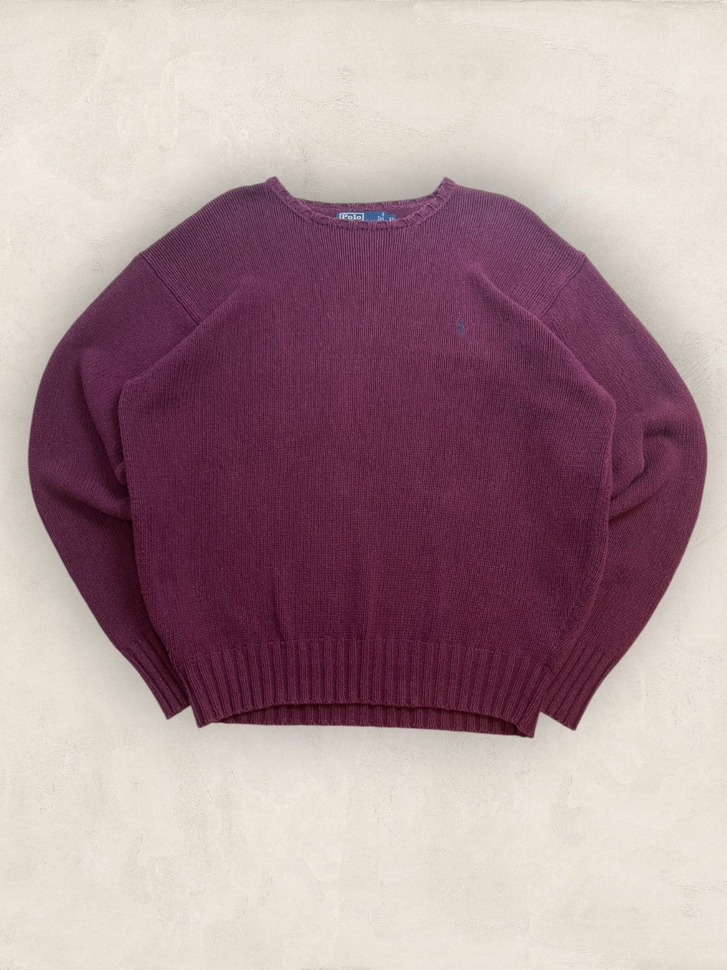 Pull Homme Col Rond Ralph Lauren Bordeaux coton XL Ref:4061 - Bordeaux - XL - amifrip