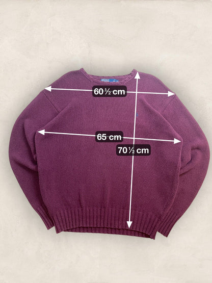 Pull Homme Col Rond Ralph Lauren Bordeaux coton XL Ref:4061 - Bordeaux - XL - amifrip