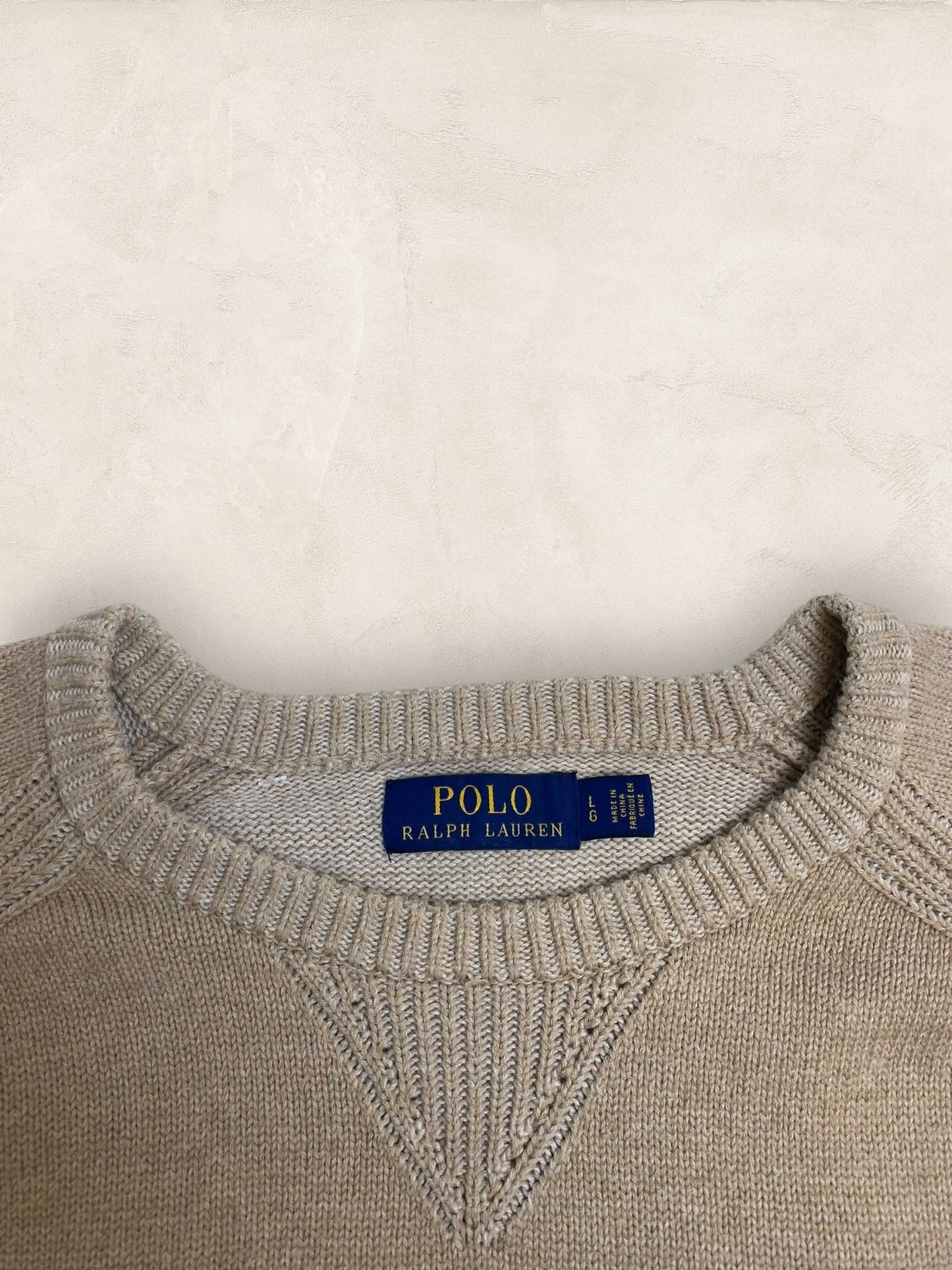 Pull Homme Col Rond Ralph Lauren Creme coton L Ref:4070 - Creme - L - amifrip