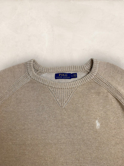 Pull Homme Col Rond Ralph Lauren Creme coton L Ref:4070 - Creme - L - amifrip