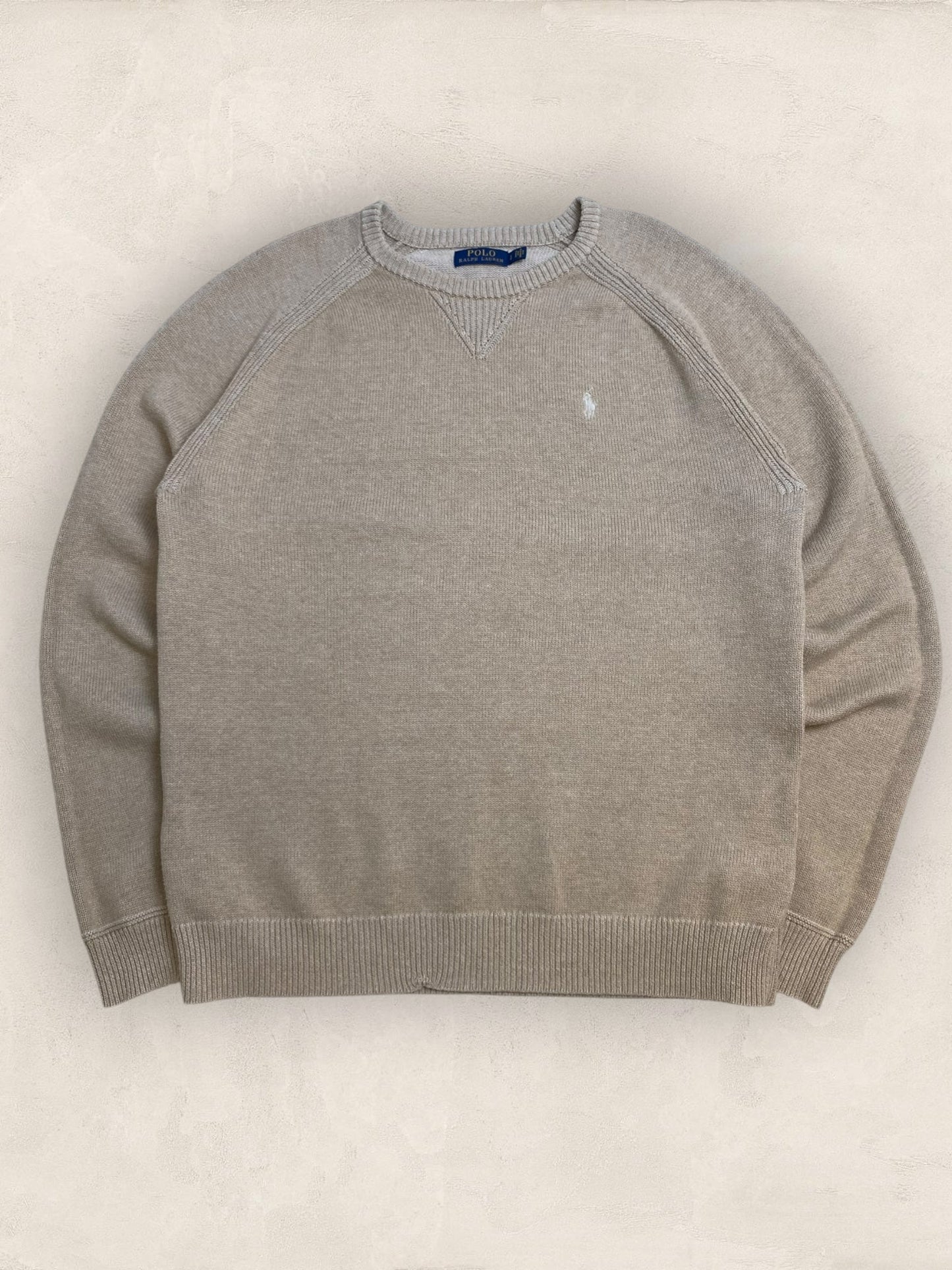 Pull Homme Col Rond Ralph Lauren Creme coton L Ref:4070 - Creme - L - amifrip