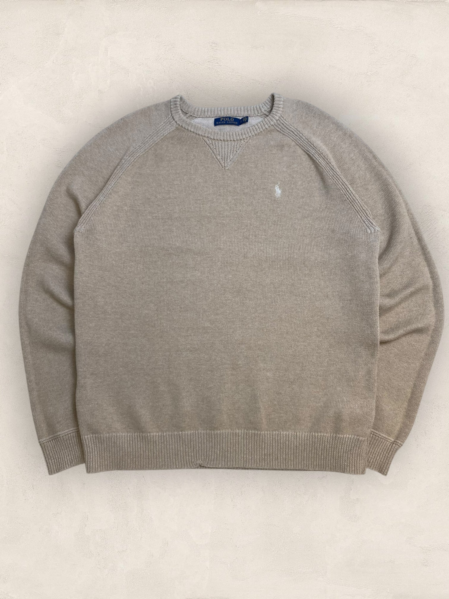 Pull Homme Col Rond Ralph Lauren Creme coton L Ref:4070 - Creme - L - amifrip