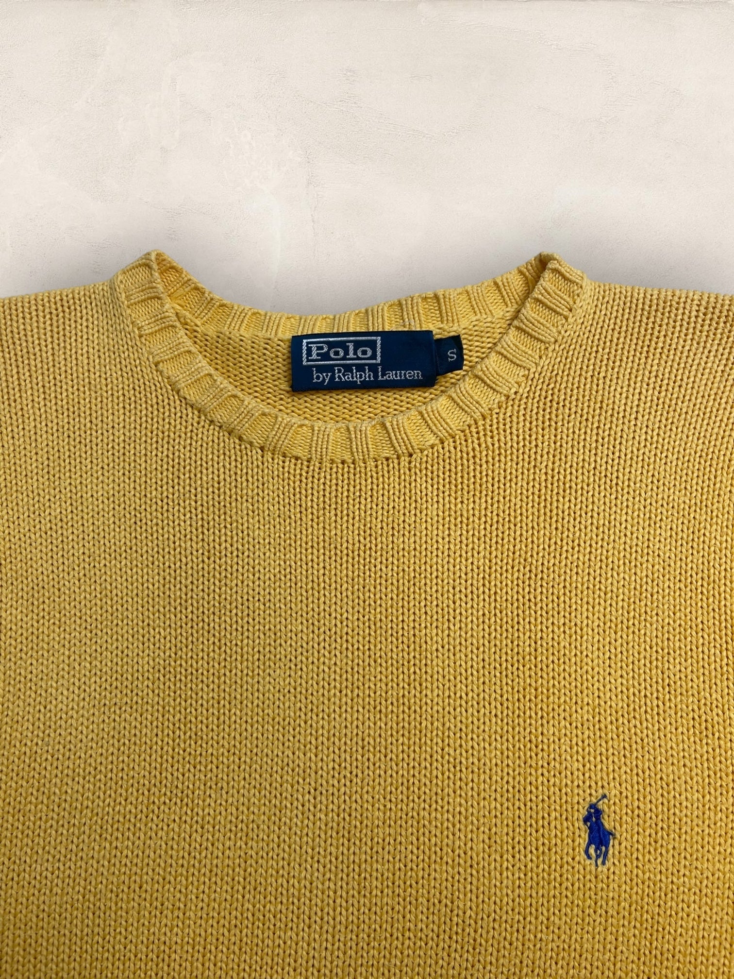 Pull Homme Col Rond Ralph Lauren Jaune S coton Ref:4062 - Jaune - S - amifrip