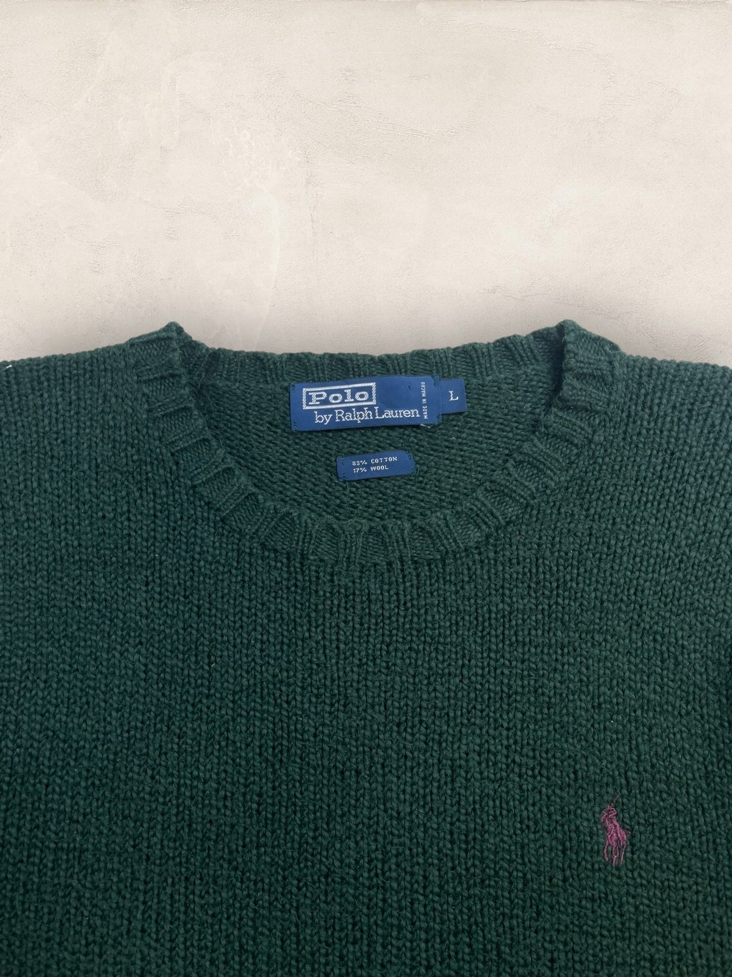 Pull Homme Col Rond Ralph Lauren Vert coton L Ref:4063 - Vert - L - amifrip