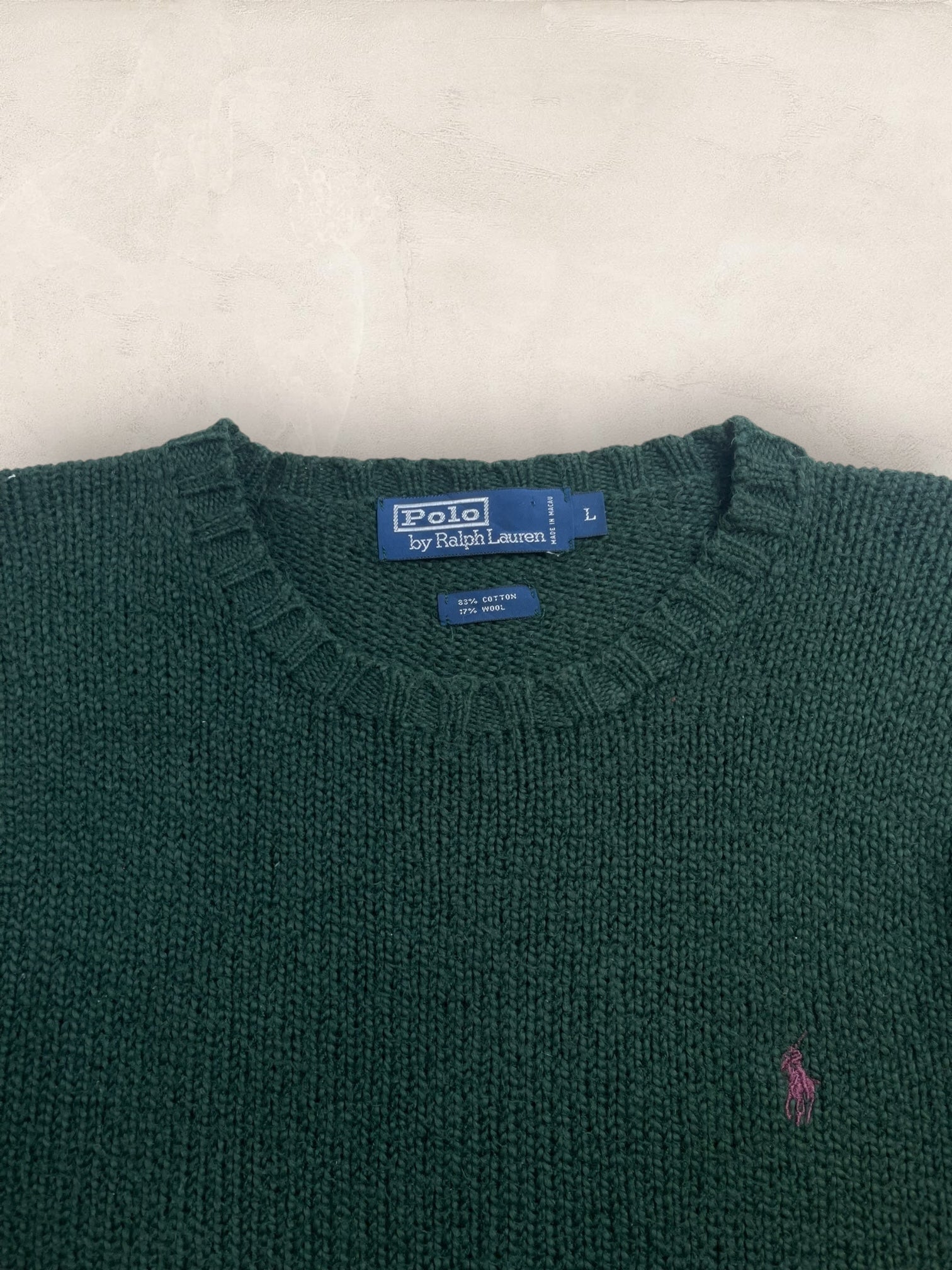 Pull Homme Col Rond Ralph Lauren Vert coton L Ref:4063 - Vert - L - amifrip