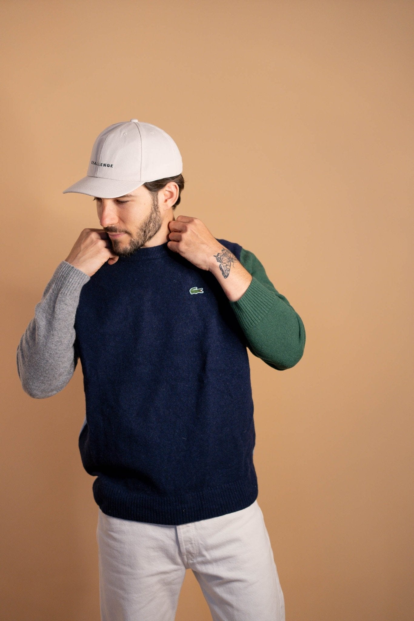 Pull Lacoste Homme 451 - BLEU/VERT/GRIS - M - amifrip - Friperie en ligne et vêtements vintage