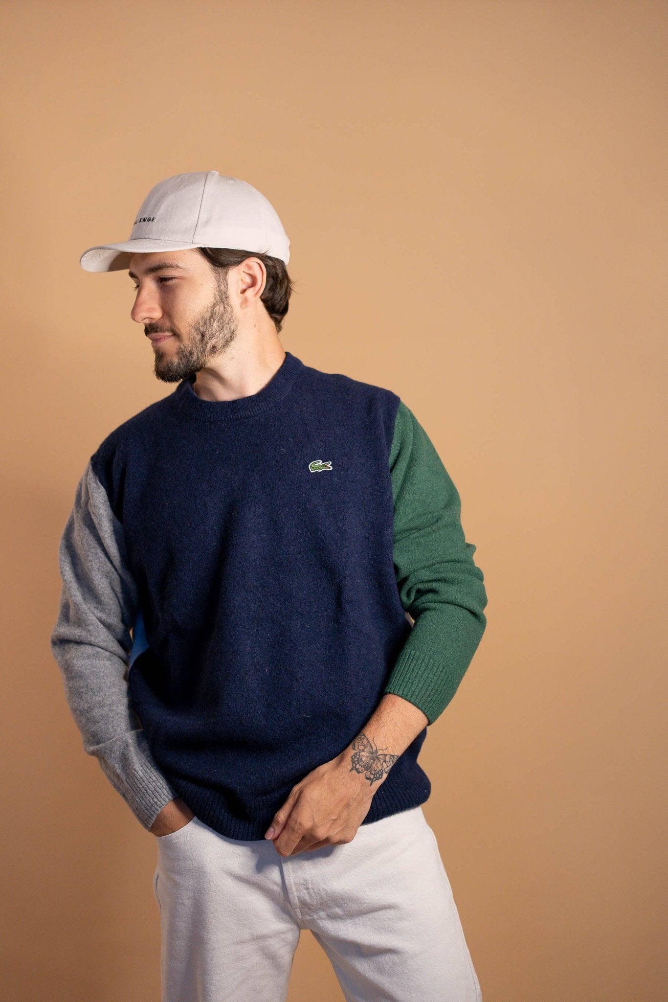 Pull Lacoste Homme 451 - BLEU/VERT/GRIS - M - amifrip - Friperie en ligne et vêtements vintage