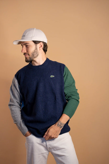 Pull Lacoste Homme 451 - BLEU/VERT/GRIS - M - amifrip - Friperie en ligne et vêtements vintage