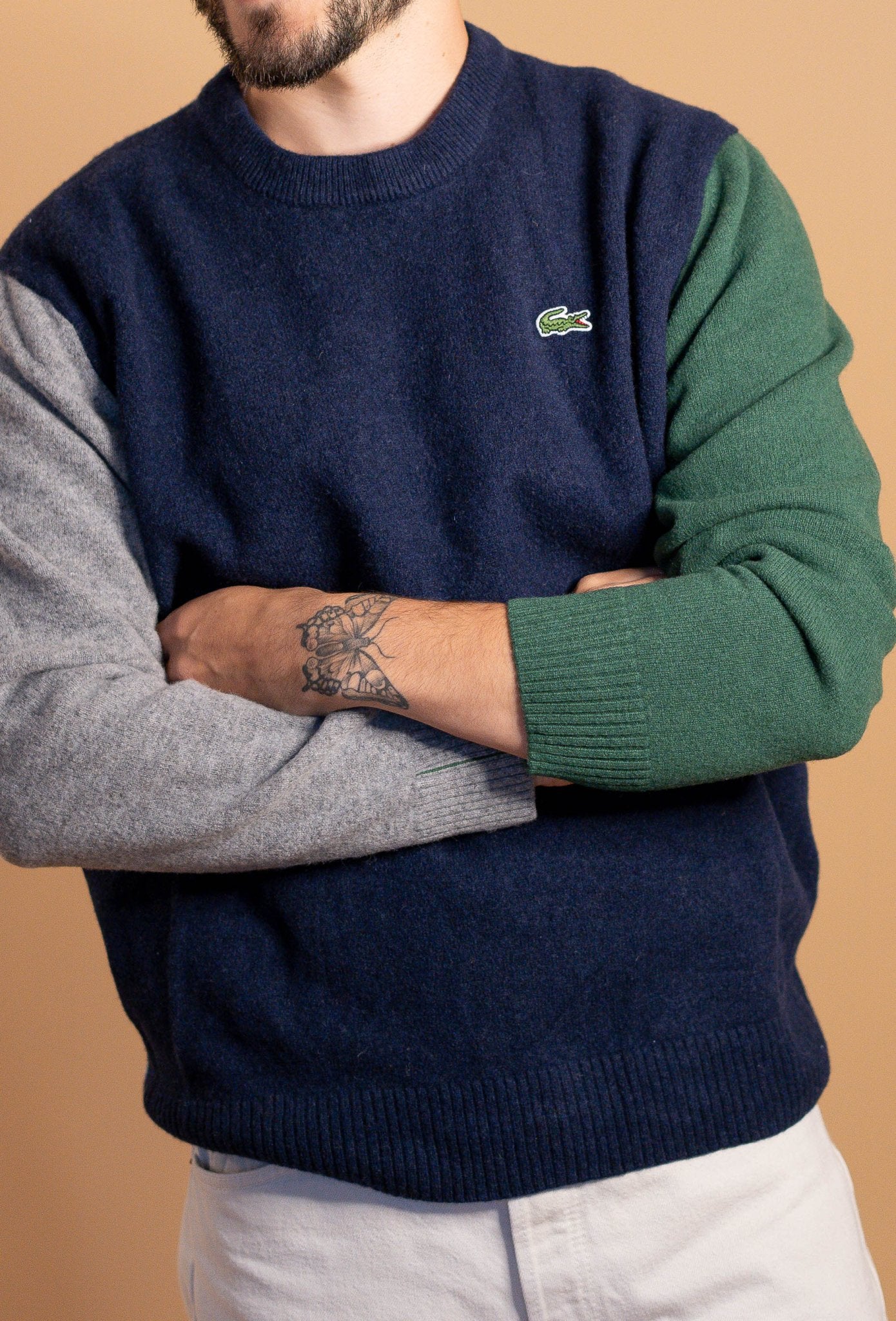 Pull Lacoste Homme 451 - BLEU/VERT/GRIS - M - amifrip - Friperie en ligne et vêtements vintage