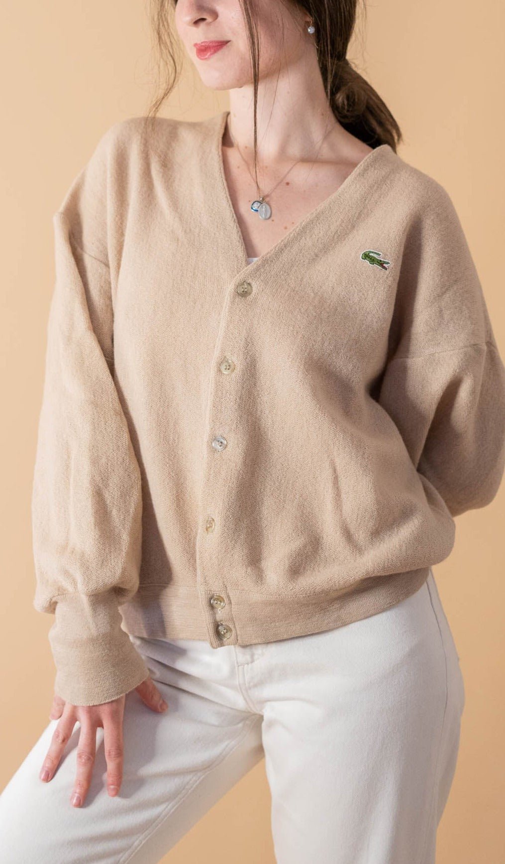 Pull Lacoste Vintage Femme 419 - BEIGE - M - amifrip - Friperie en ligne et vêtements vintage