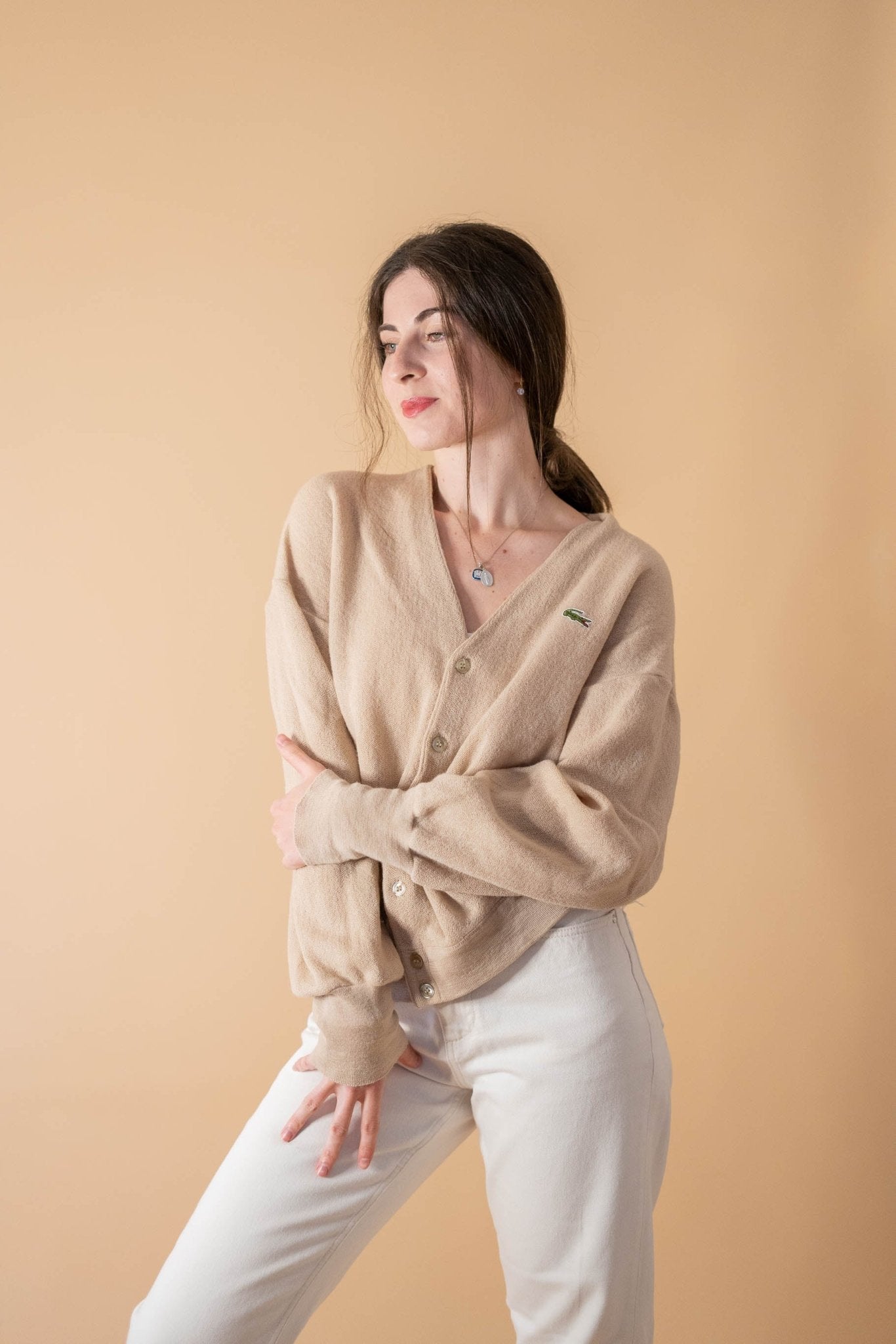 Pull Lacoste Vintage Femme 419 - BEIGE - M - amifrip - Friperie en ligne et vêtements vintage