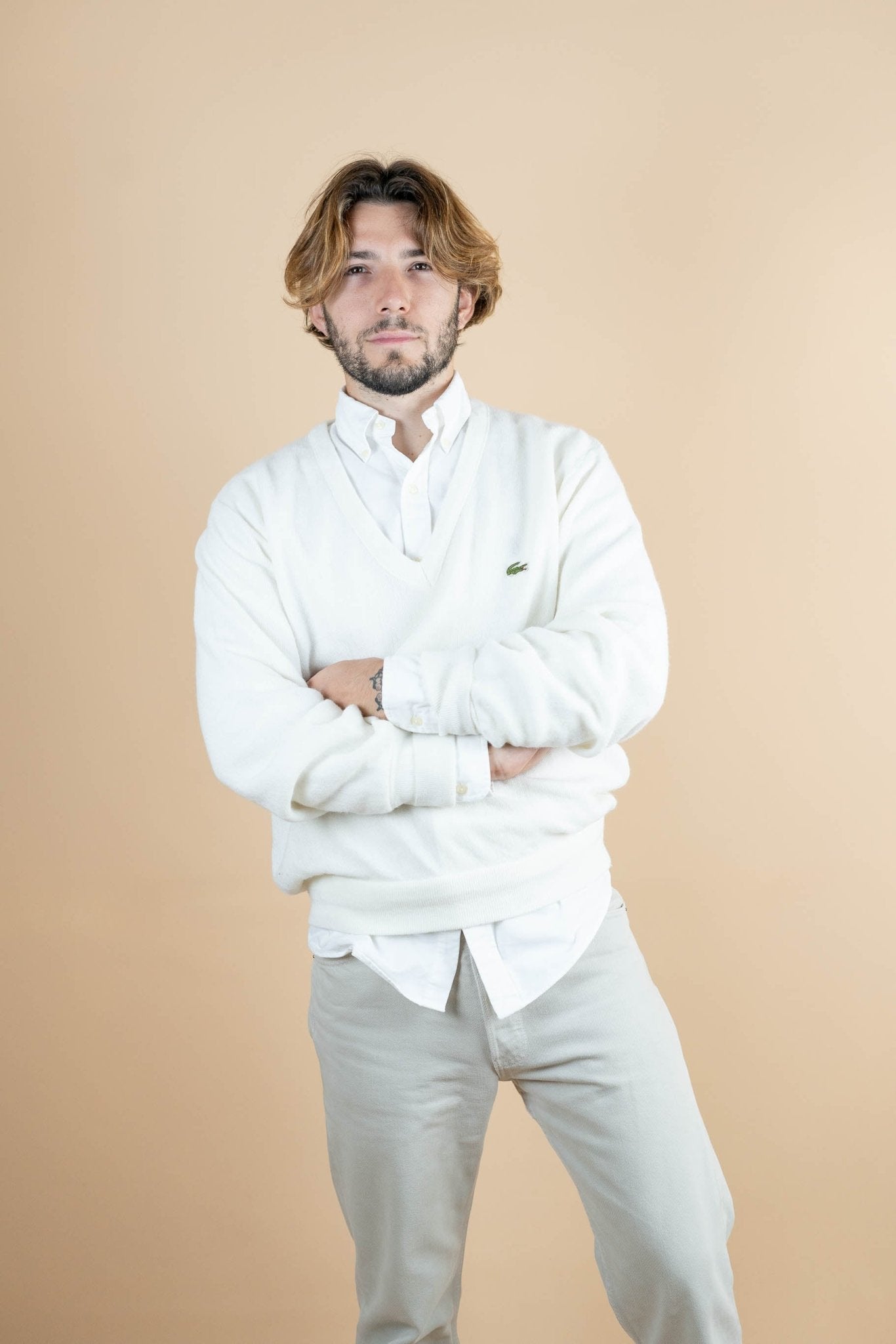 Pull Lacoste Vintage ref: 1261 - BLANC - M - amifrip - Friperie en ligne et vêtements vintage