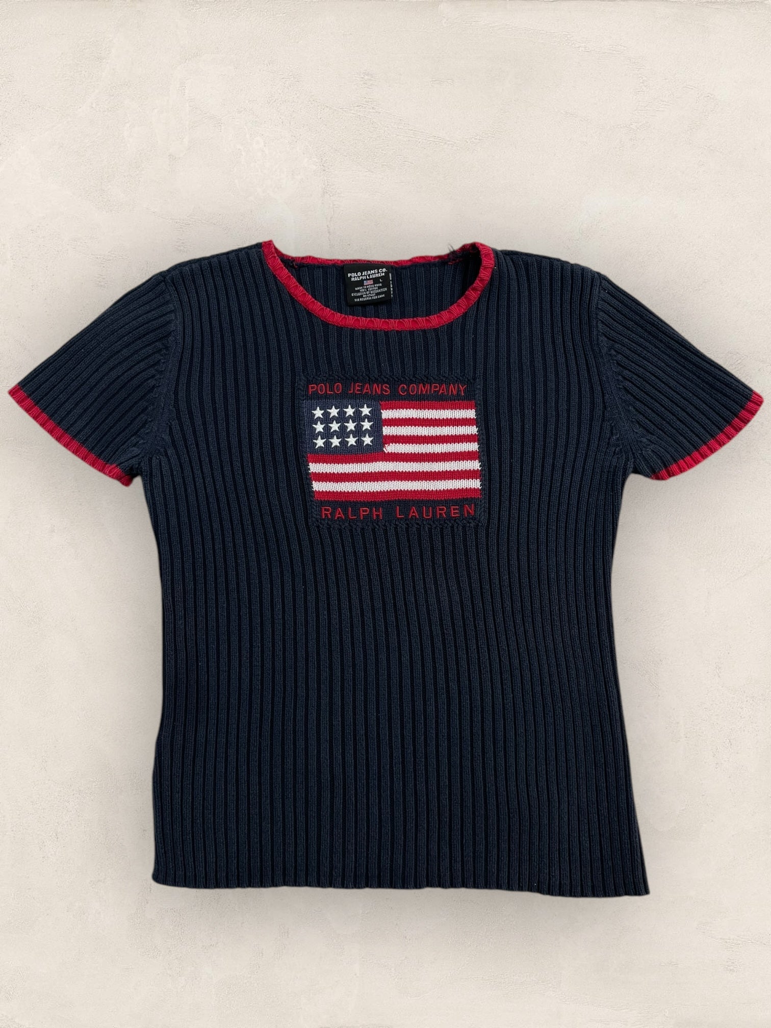 Pull manches courtes Ralph Lauren Flag/Drapeau américain ref: 2580 - NOIR - L - amifrip - Friperie en ligne et vêtements vintage