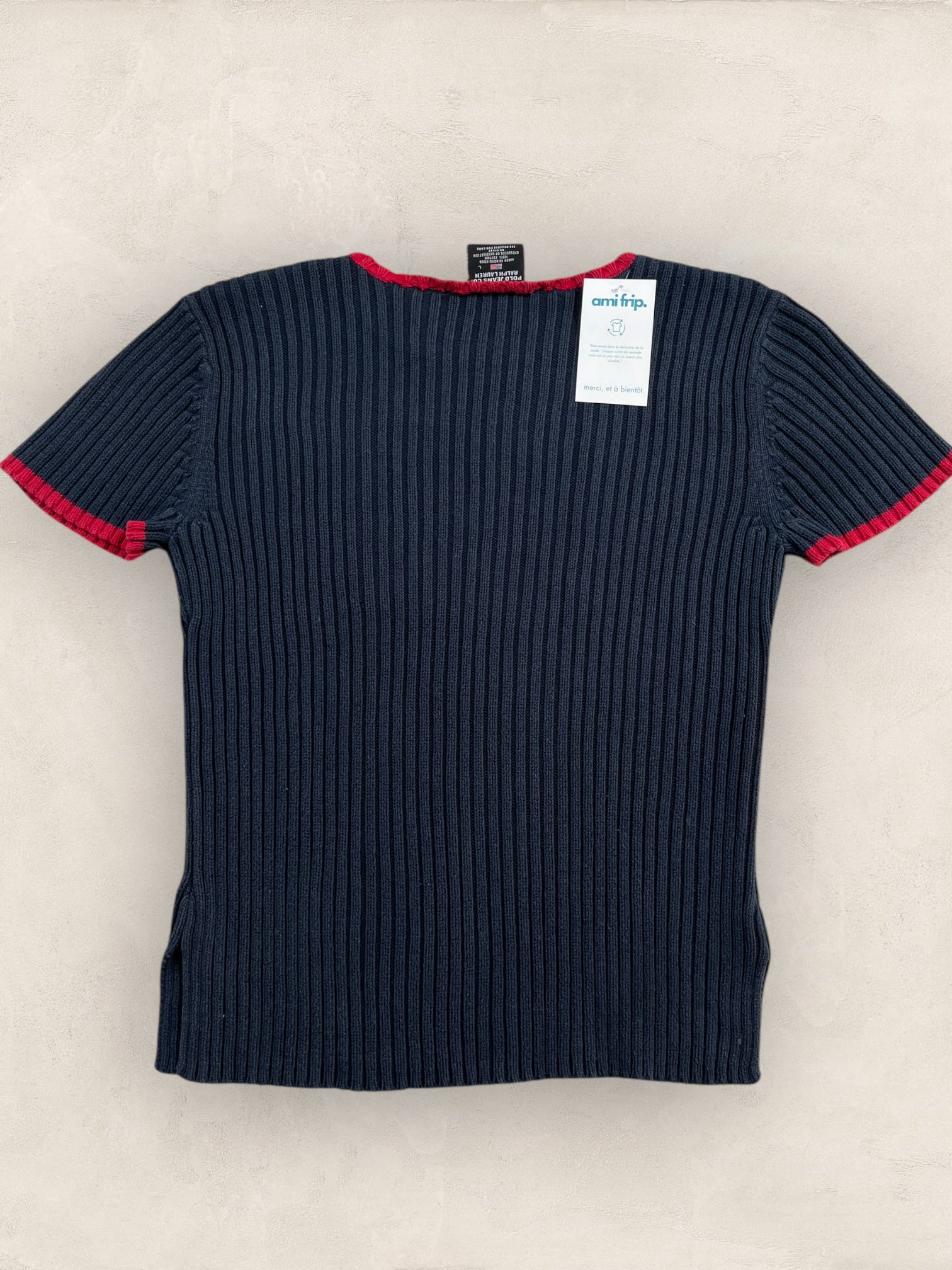 Pull manches courtes Ralph Lauren Flag/Drapeau américain ref: 2580 - NOIR - L - amifrip - Friperie en ligne et vêtements vintage