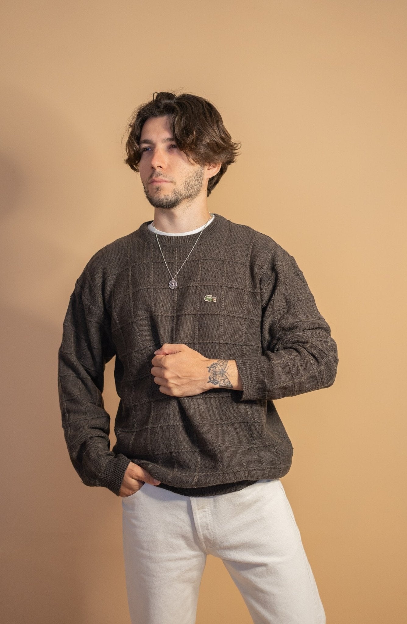 Pull Marron Lacoste Homme 857 - MARRON - L - amifrip - Friperie en ligne et vêtements vintage