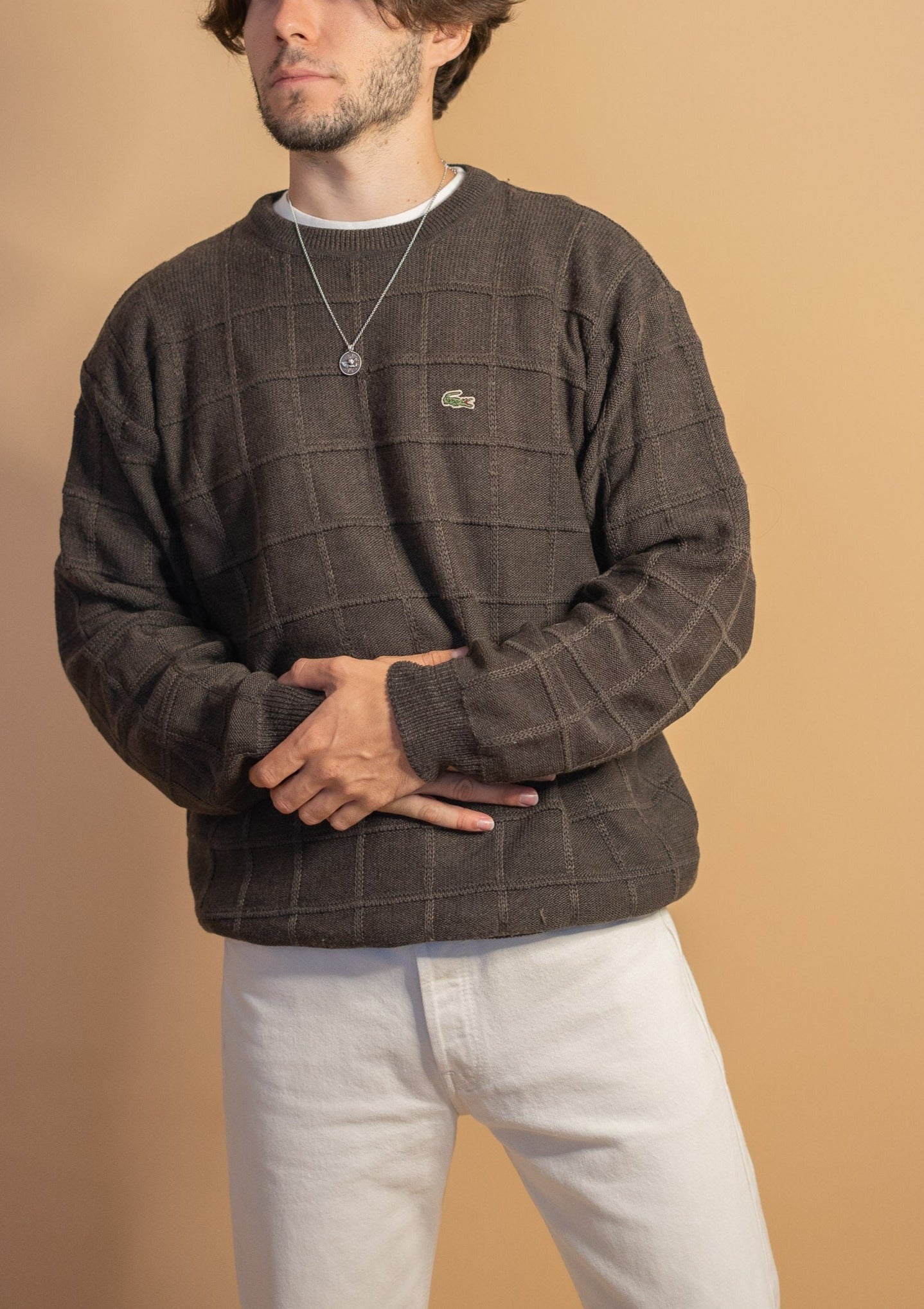 Pull Marron Lacoste Homme 857 - MARRON - L - amifrip - Friperie en ligne et vêtements vintage