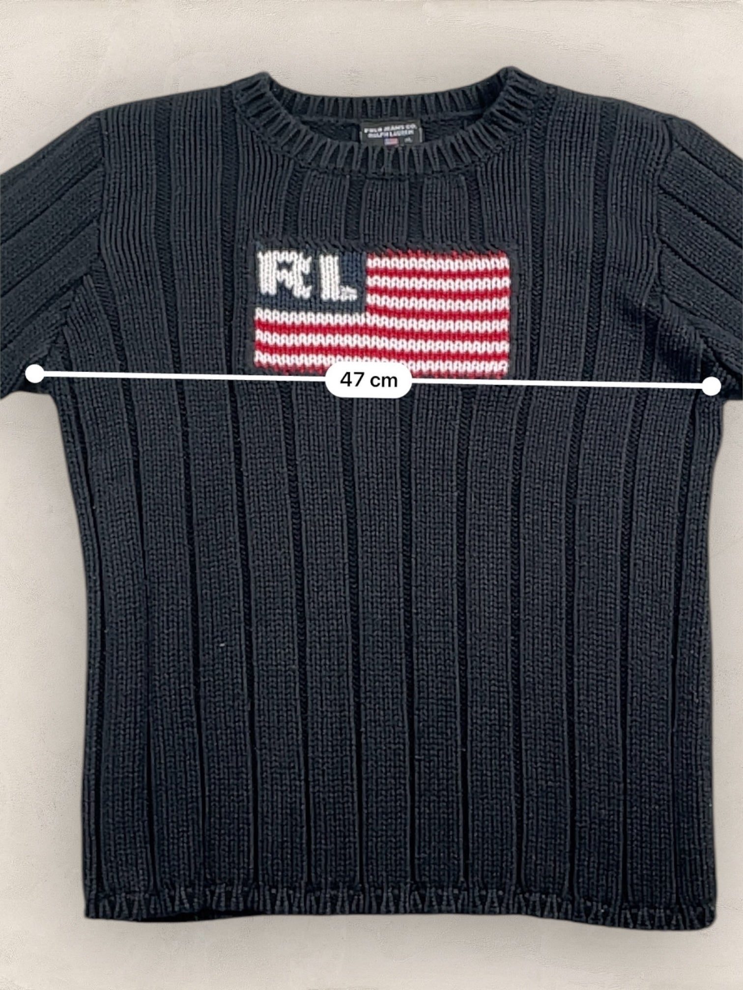 pull - ralph - lauren - flag - ref: - 2590 - NOIR - XL - amifrip - Friperie en ligne et vêtements vintage