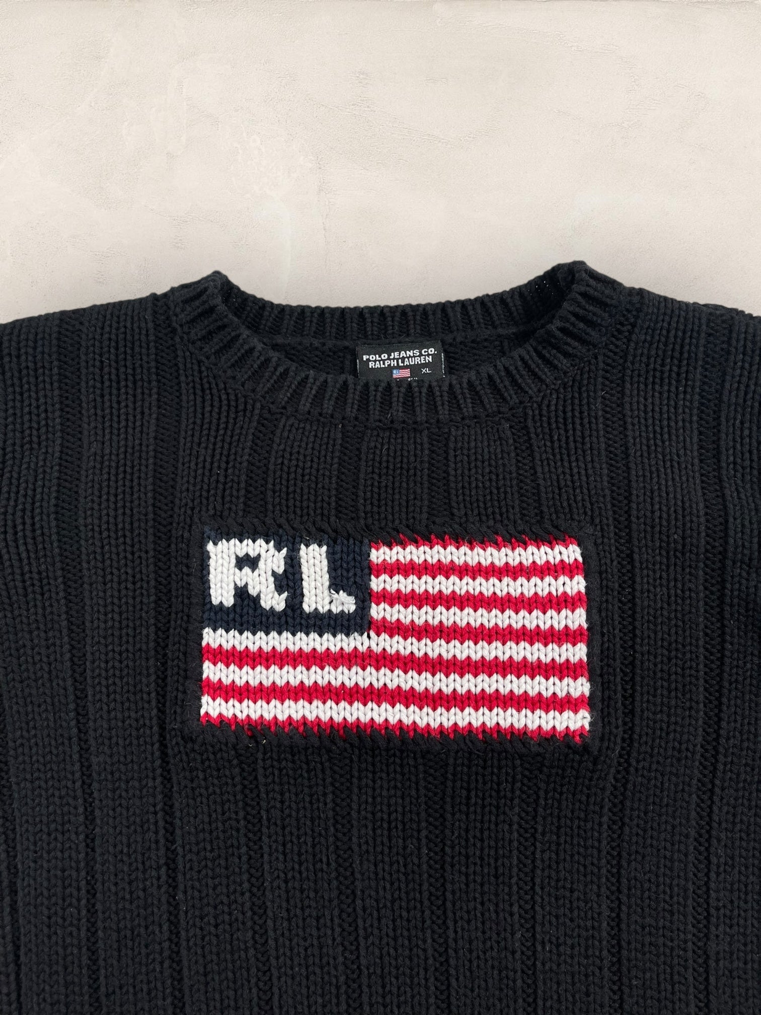 pull - ralph - lauren - flag - ref: - 2590 - NOIR - XL - amifrip - Friperie en ligne et vêtements vintage