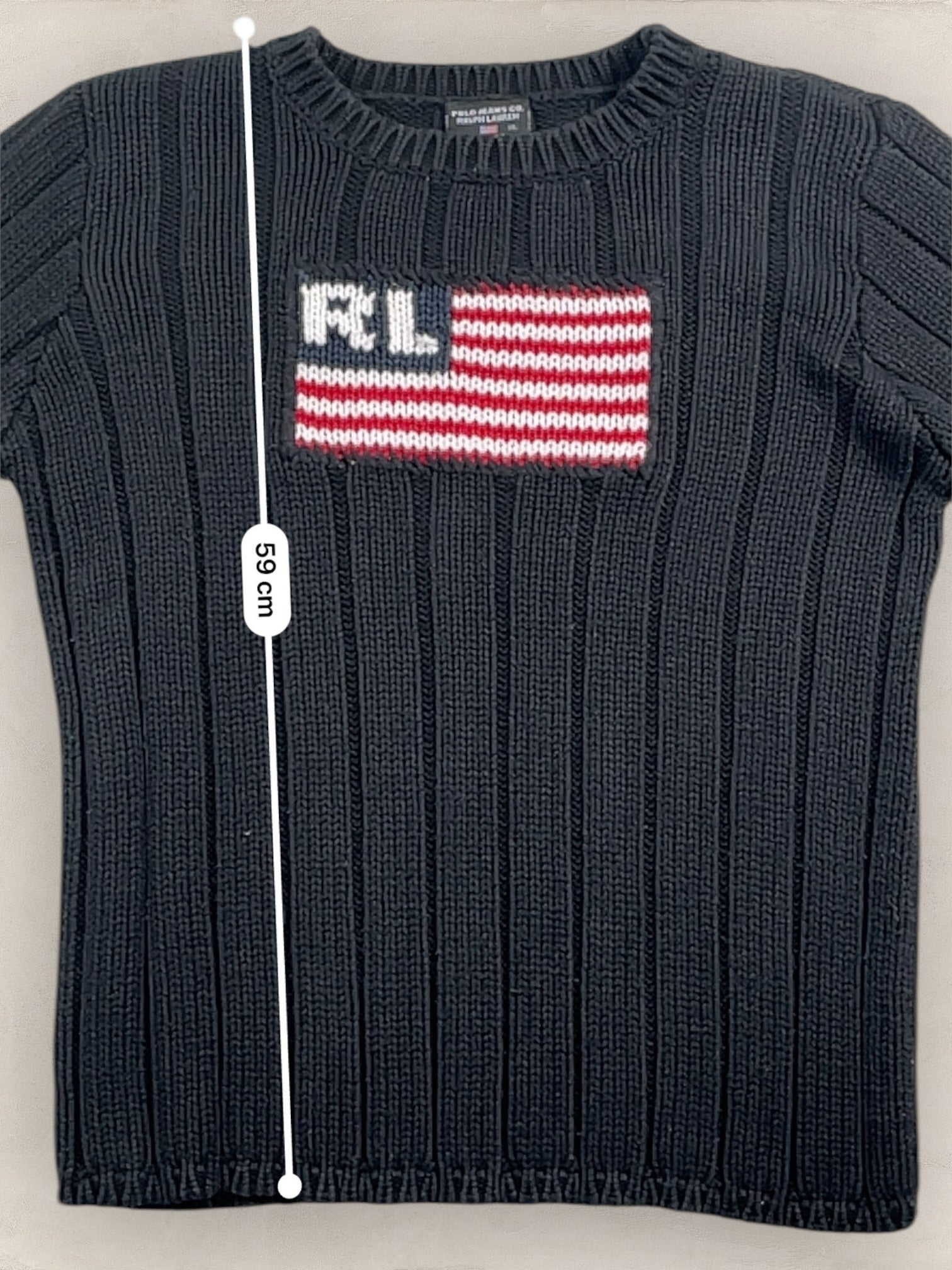 pull - ralph - lauren - flag - ref: - 2590 - NOIR - XL - amifrip - Friperie en ligne et vêtements vintage