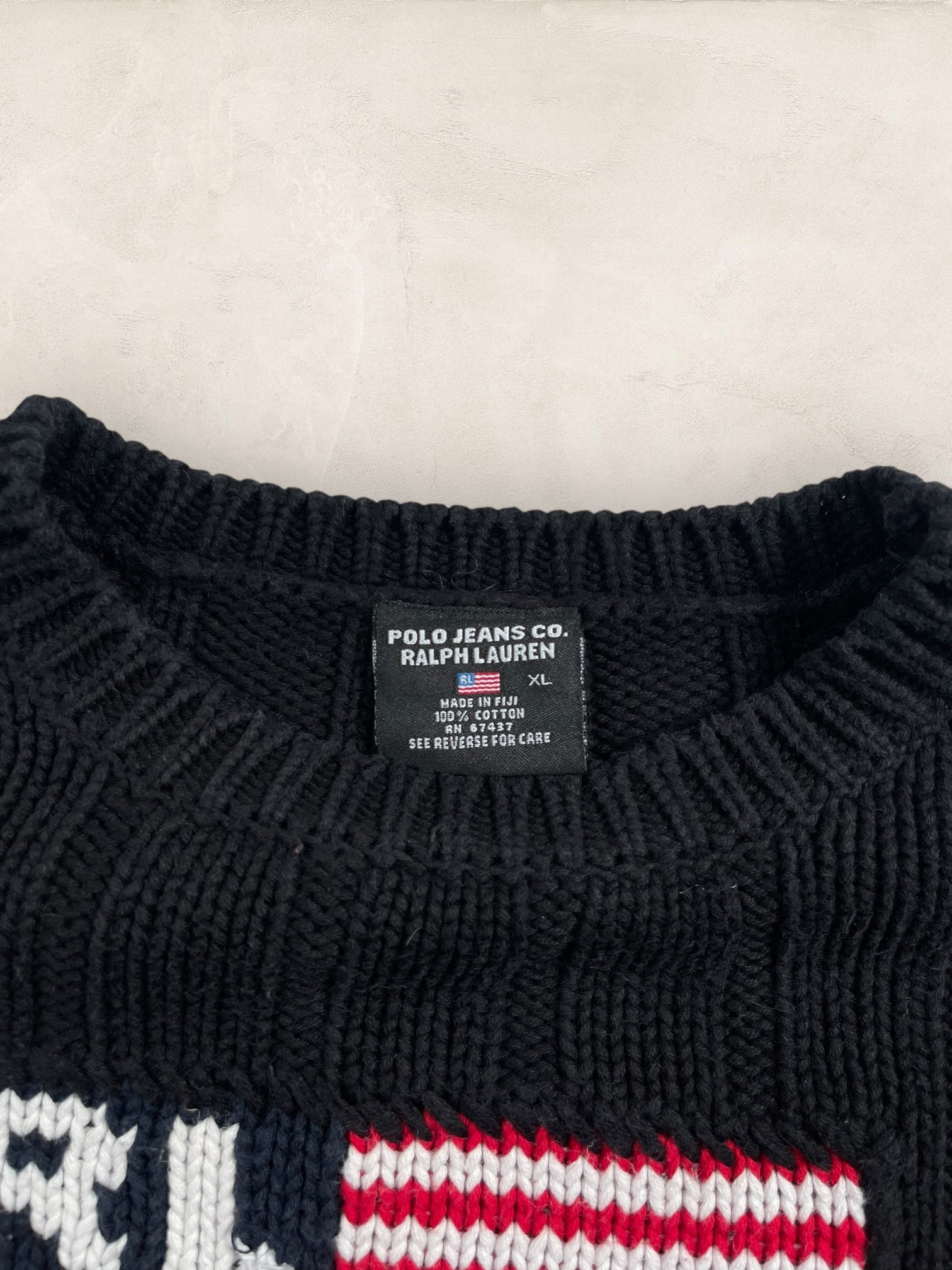 pull - ralph - lauren - flag - ref: - 2590 - NOIR - XL - amifrip - Friperie en ligne et vêtements vintage