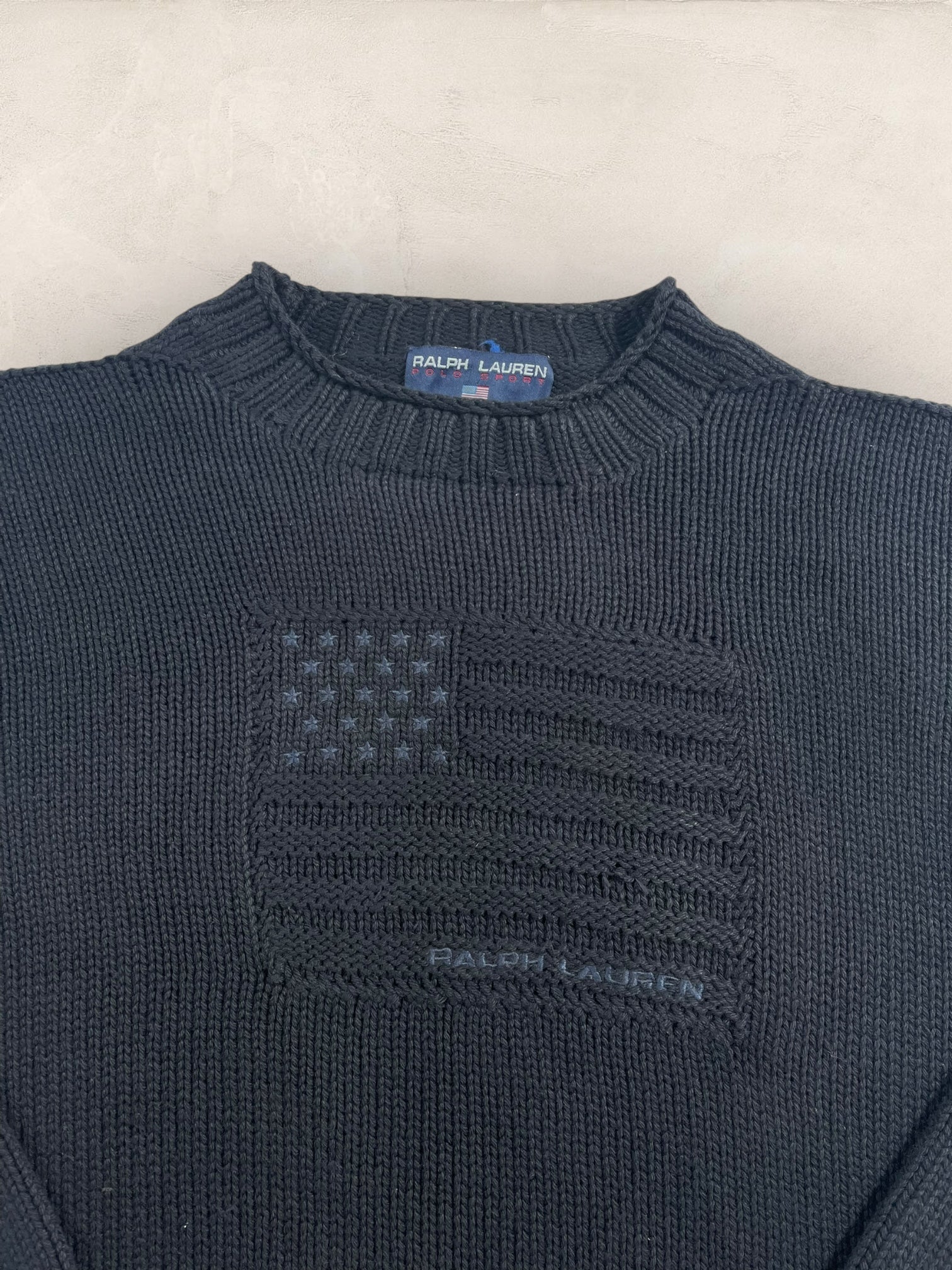 pull - ralph - lauren - flag - ref: - 2600 - NOIR - L - amifrip - Friperie en ligne et vêtements vintage