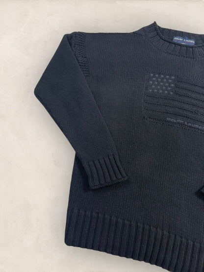 pull - ralph - lauren - flag - ref: - 2600 - NOIR - L - amifrip - Friperie en ligne et vêtements vintage