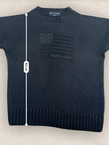 pull - ralph - lauren - flag - ref: - 2600 - NOIR - L - amifrip - Friperie en ligne et vêtements vintage