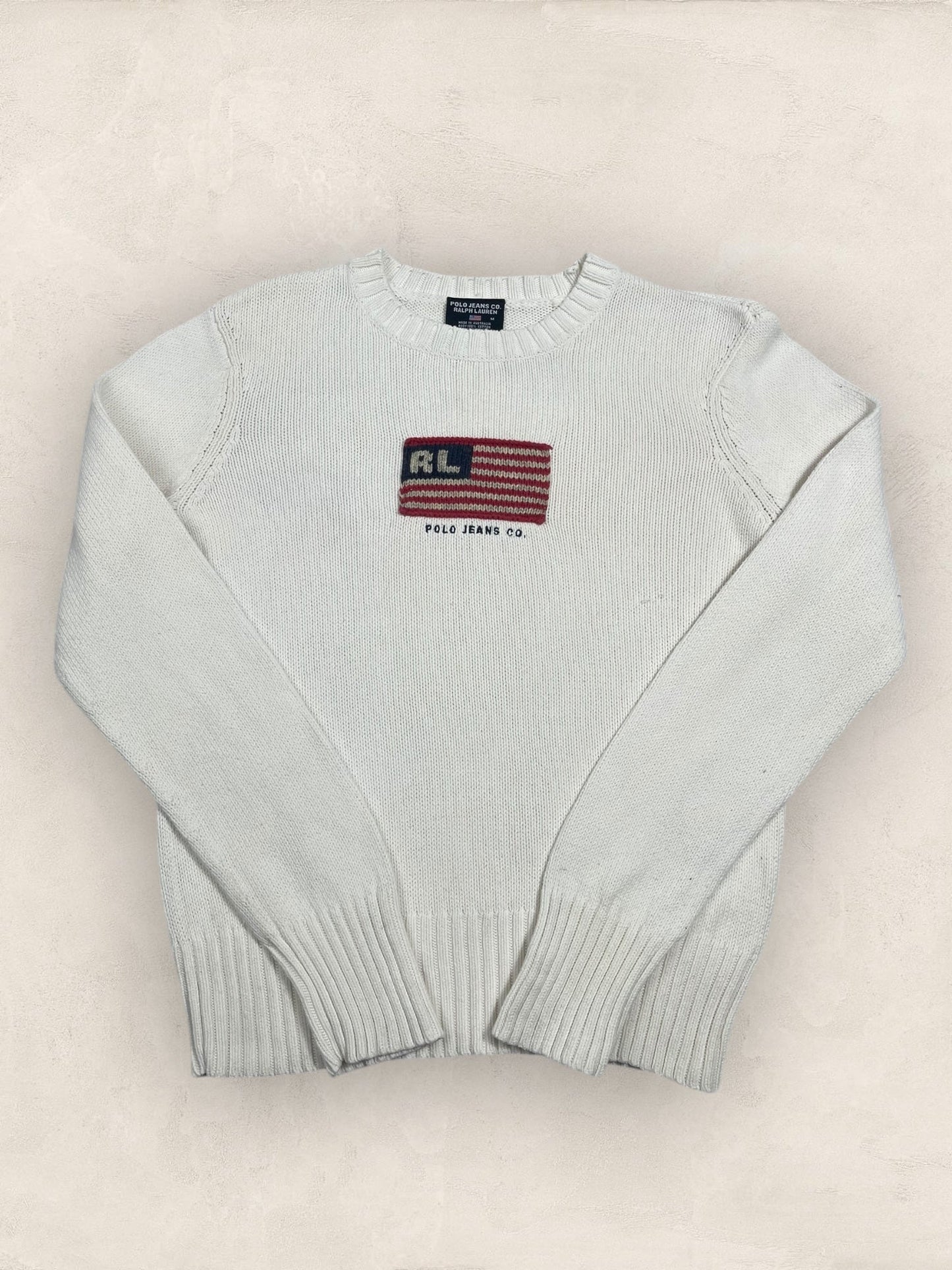 Pull Ralph Lauren Flag/Drapeau Americain Blanc M Femme Ref : 2594 - Blanc - M - amifrip - Friperie en ligne et vêtements vintage