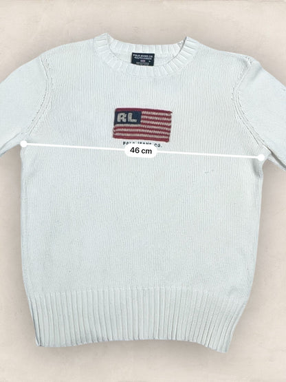 Pull Ralph Lauren Flag/Drapeau Americain Blanc M Femme Ref : 2594 - Blanc - M - amifrip - Friperie en ligne et vêtements vintage