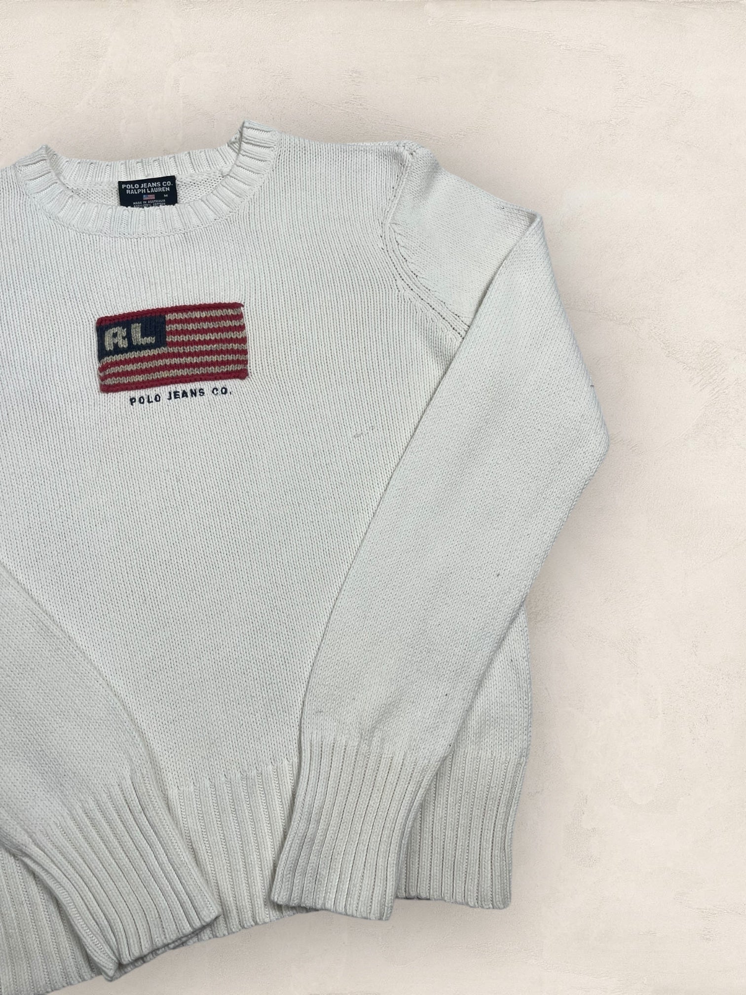 Pull Ralph Lauren Flag/Drapeau Americain Blanc M Femme Ref : 2594 - Blanc - M - amifrip - Friperie en ligne et vêtements vintage