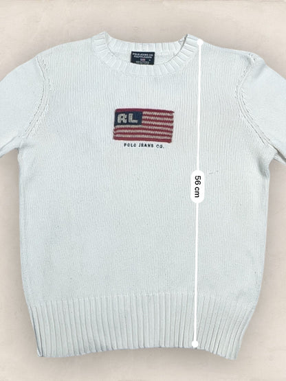 Pull Ralph Lauren Flag/Drapeau Americain Blanc M Femme Ref : 2594 - Blanc - M - amifrip - Friperie en ligne et vêtements vintage