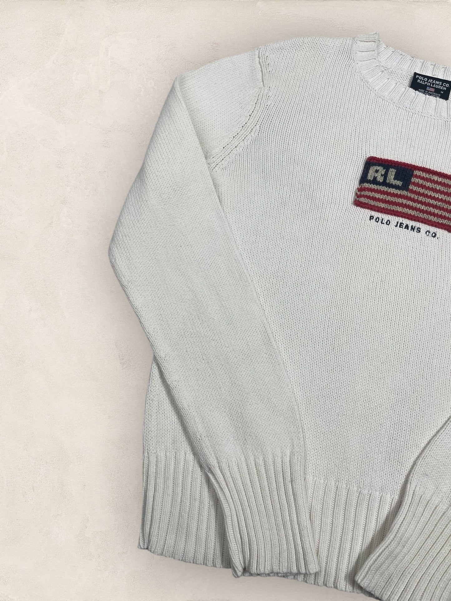 Pull Ralph Lauren Flag/Drapeau Americain Blanc M Femme Ref : 2594 - Blanc - M - amifrip - Friperie en ligne et vêtements vintage