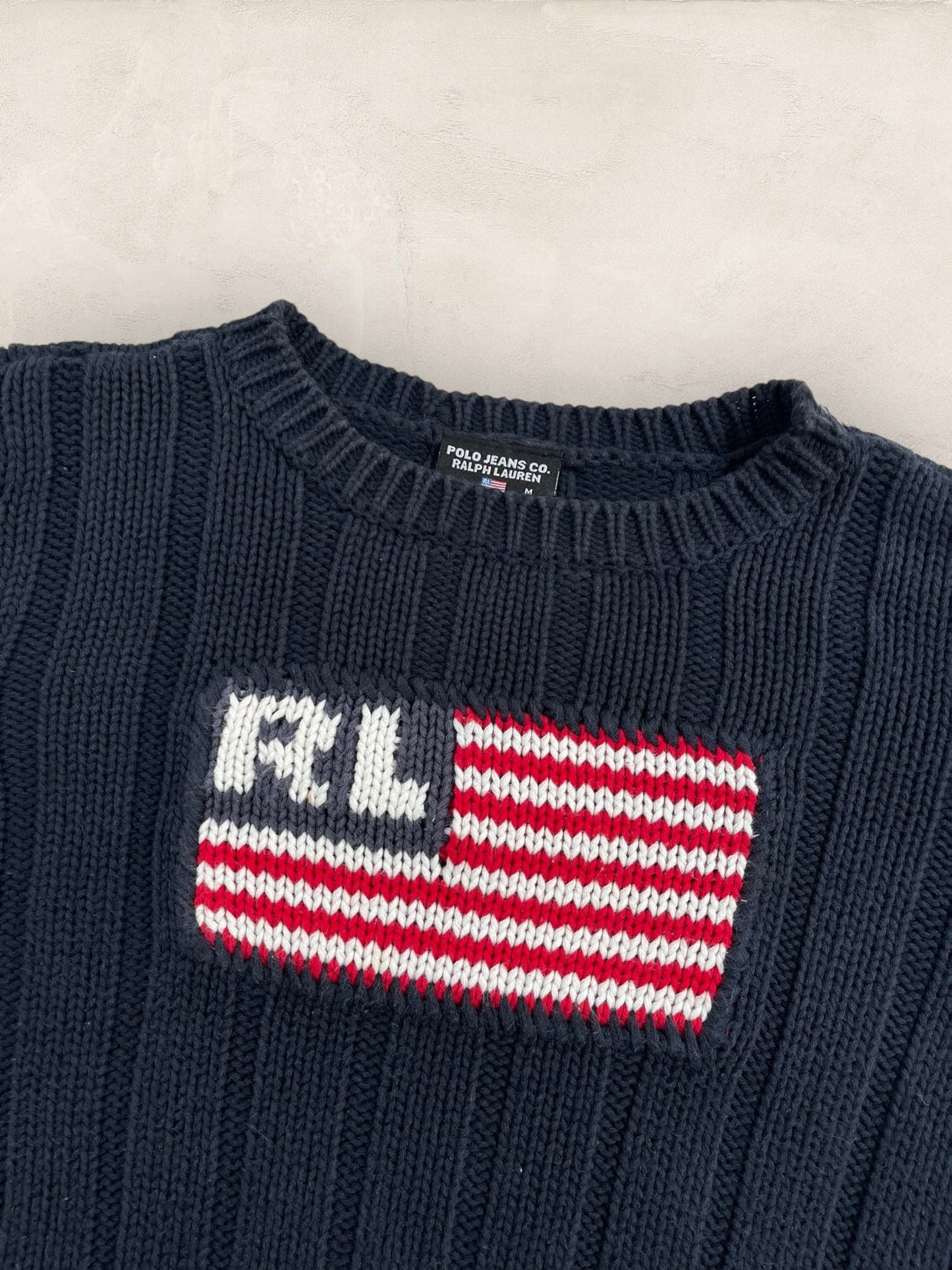 Pull Ralph Lauren Flag/Drapeau américain ref: 2581 - NOIR - M - amifrip - Friperie en ligne et vêtements vintage