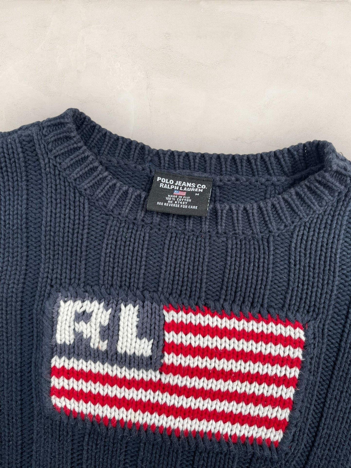 Pull Ralph Lauren Flag/Drapeau américain ref: 2581 - NOIR - M - amifrip - Friperie en ligne et vêtements vintage