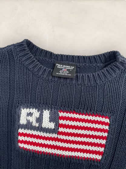 Pull Ralph Lauren Flag/Drapeau américain ref: 2581 - NOIR - M - amifrip - Friperie en ligne et vêtements vintage