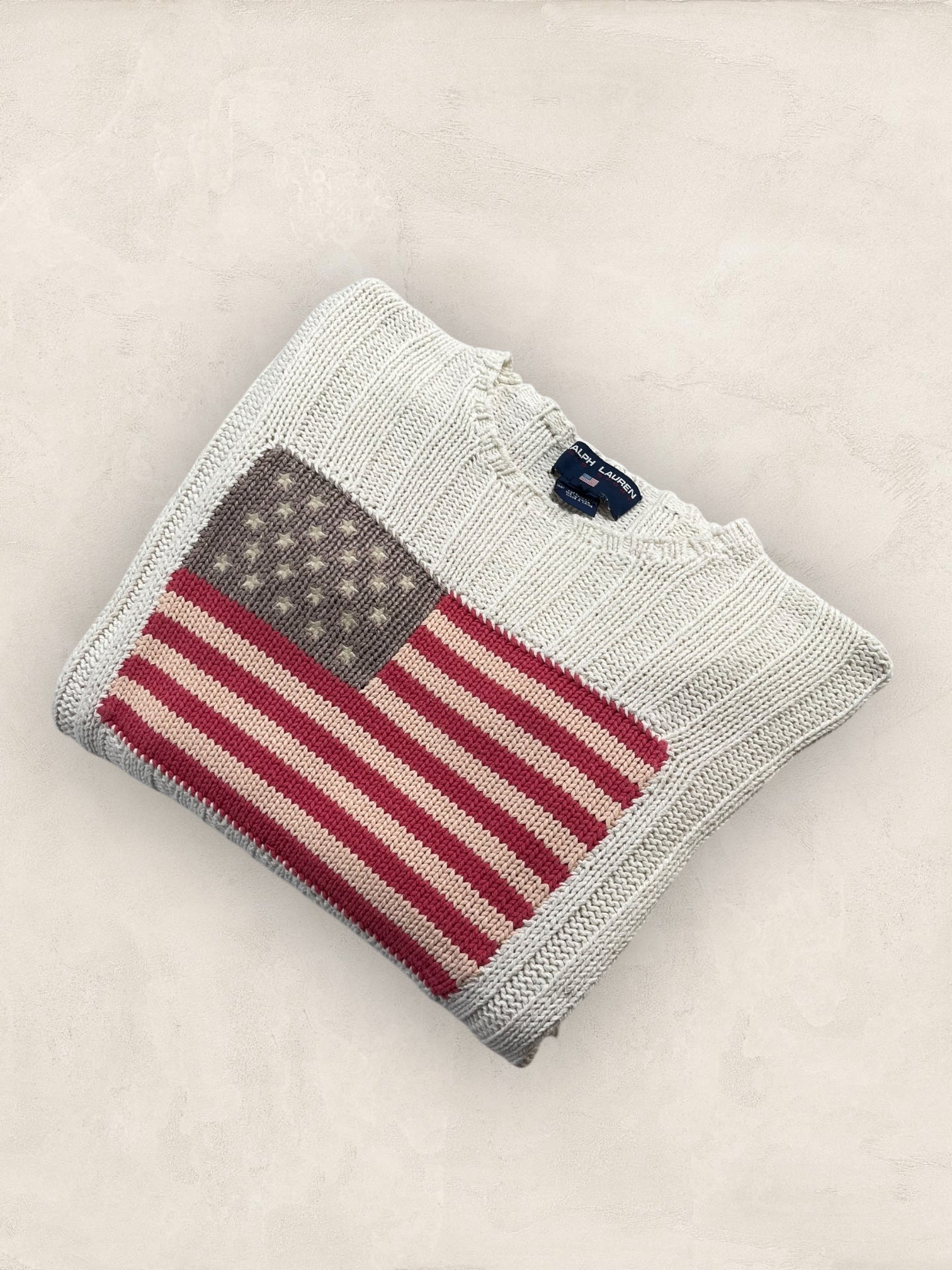 Pull Ralph Lauren Flag/Drapeau américain ref: 2592 - BLANC - M - amifrip - Friperie en ligne et vêtements vintage