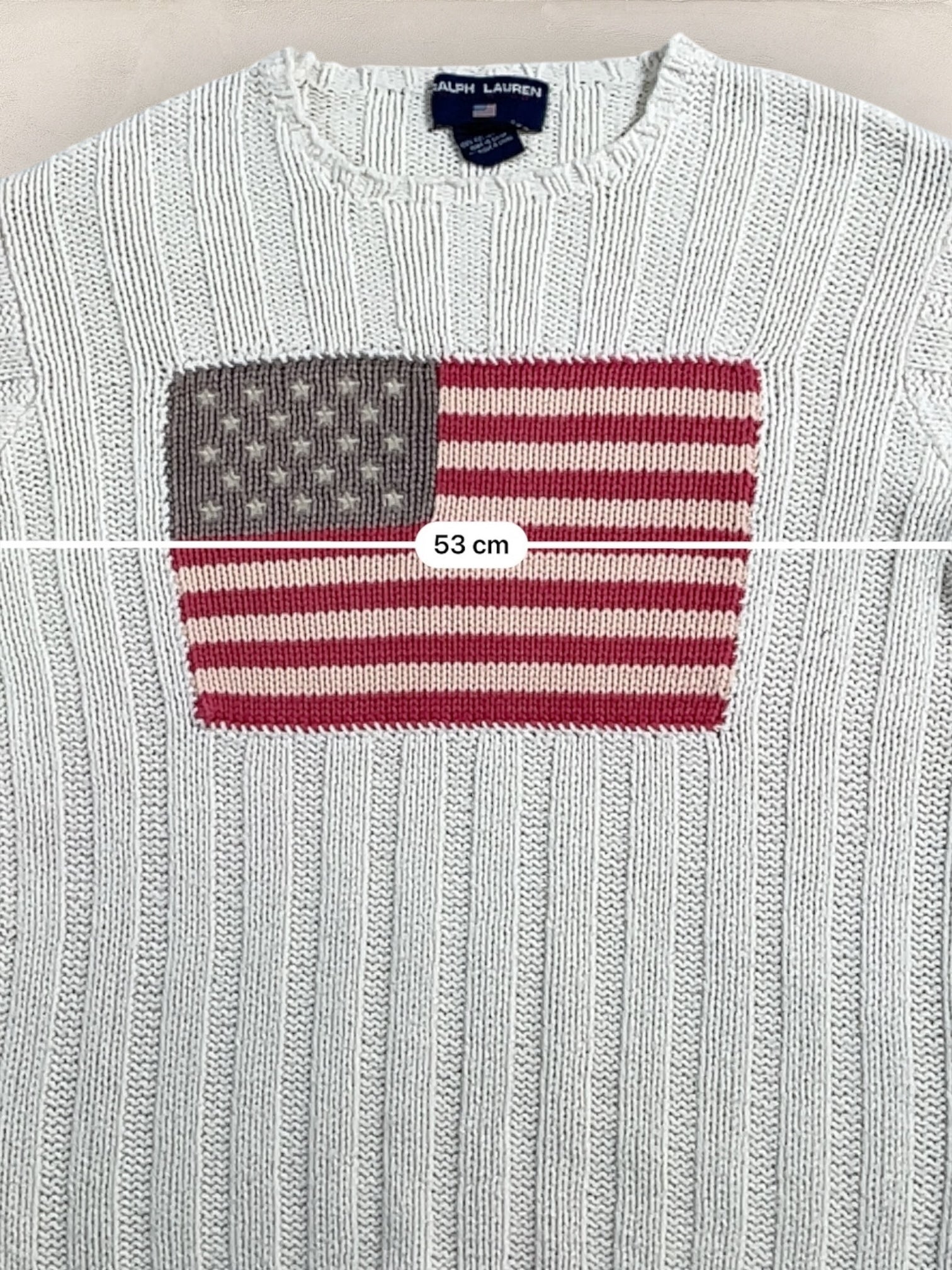 Pull Ralph Lauren Flag/Drapeau américain ref: 2592 - BLANC - M - amifrip - Friperie en ligne et vêtements vintage