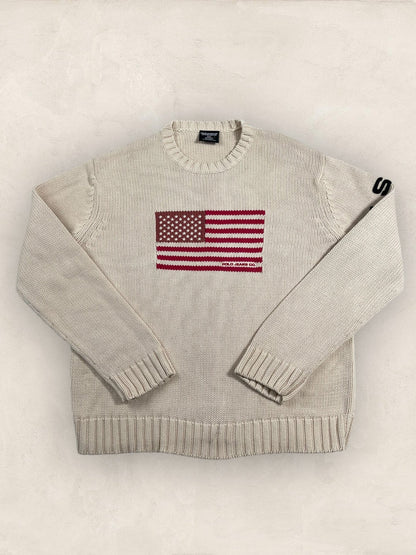 Pull Ralph Lauren Flag/Drapeau américain ref: 2603 - CREME - L - amifrip - Friperie en ligne et vêtements vintage