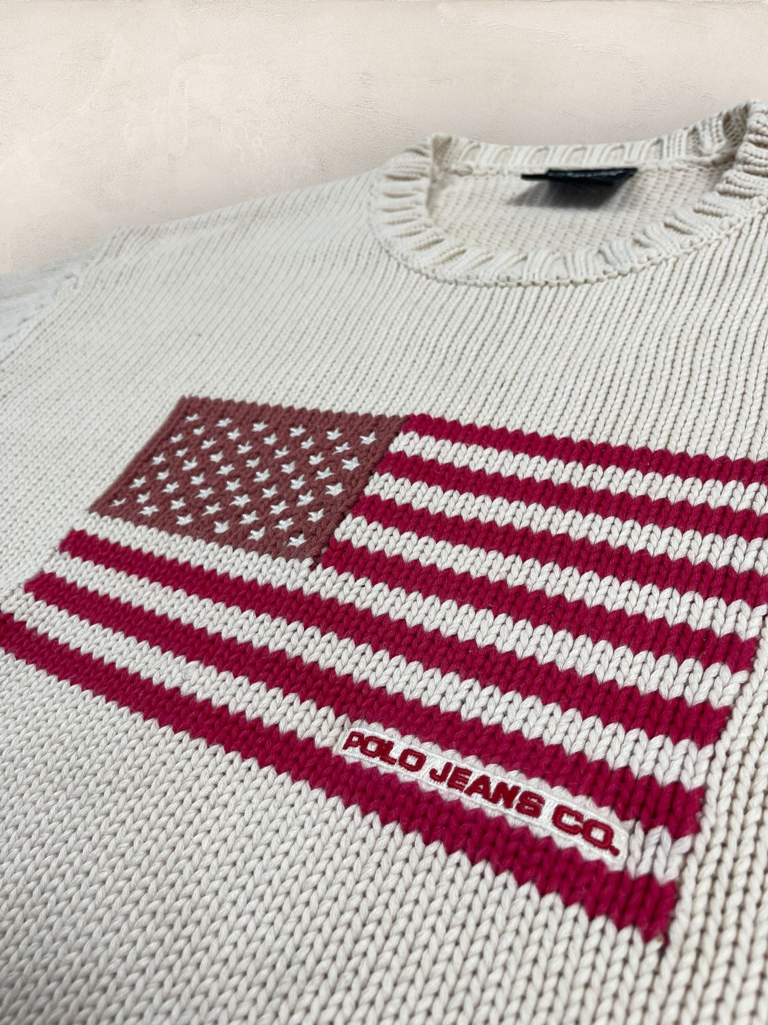 Pull Ralph Lauren Flag/Drapeau américain ref: 2603 - CREME - L - amifrip - Friperie en ligne et vêtements vintage