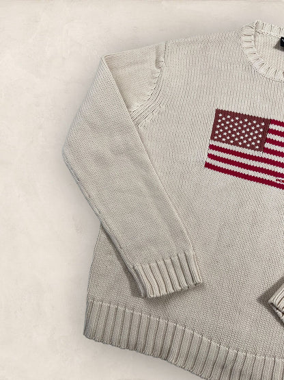 Pull Ralph Lauren Flag/Drapeau américain ref: 2603 - CREME - L - amifrip - Friperie en ligne et vêtements vintage