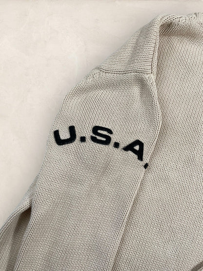 Pull Ralph Lauren Flag/Drapeau américain ref: 2603 - CREME - L - amifrip - Friperie en ligne et vêtements vintage