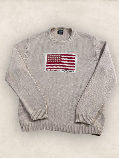 Pull Ralph Lauren Flag/Drapeau américain ref: 2605 - ROSE - 2XL - amifrip - Friperie en ligne et vêtements vintage