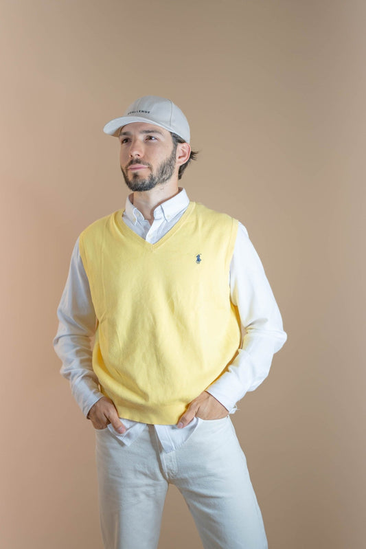Pull Sans Manche Ralph Lauren Homme 57 - JAUNE - L - amifrip - Friperie en ligne et vêtements vintage