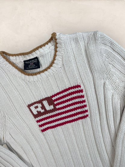 Pull sweat à capuche, Ralph Lauren Flag Drapeau USA, Blanc M Femme (2602) - Blanc - M - amifrip
